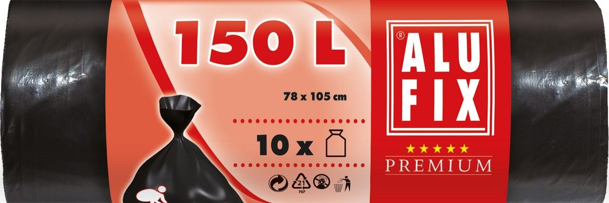 WASTE BAGS 150L 10 PCS LDPE ALUFIX STANDARD