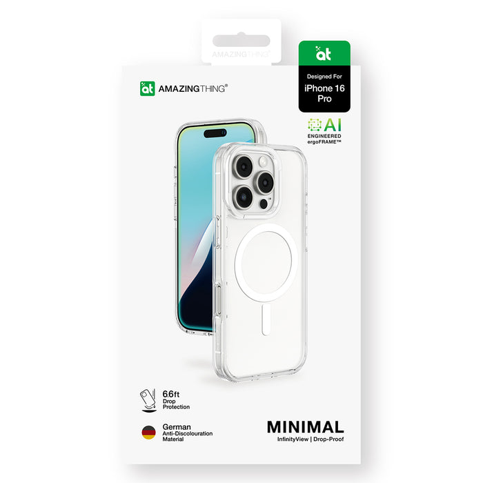 AmazingThing Minimal Mag Case with Magnetic Ring for iPhone 16 Pro - Transparent