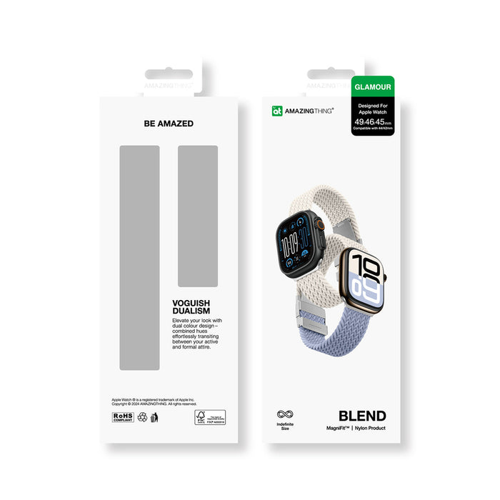 Set of 2 AmazingThing Blend Band for Apple Watch 45/46/49mm - Space Blue/Stellar
