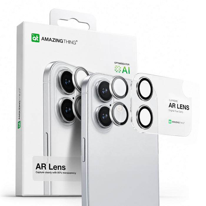 AmazingThing Lens Glass for iPhone 17 with Silver Aluminum Frame
