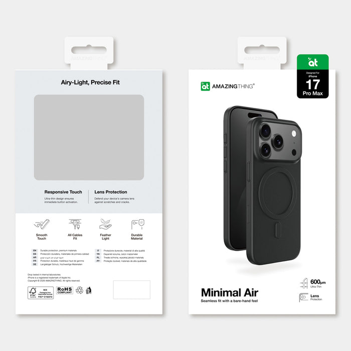 AmazingThing Minimal Air Case for iPhone 17 Pro Max Compatible with MagSafe - Black