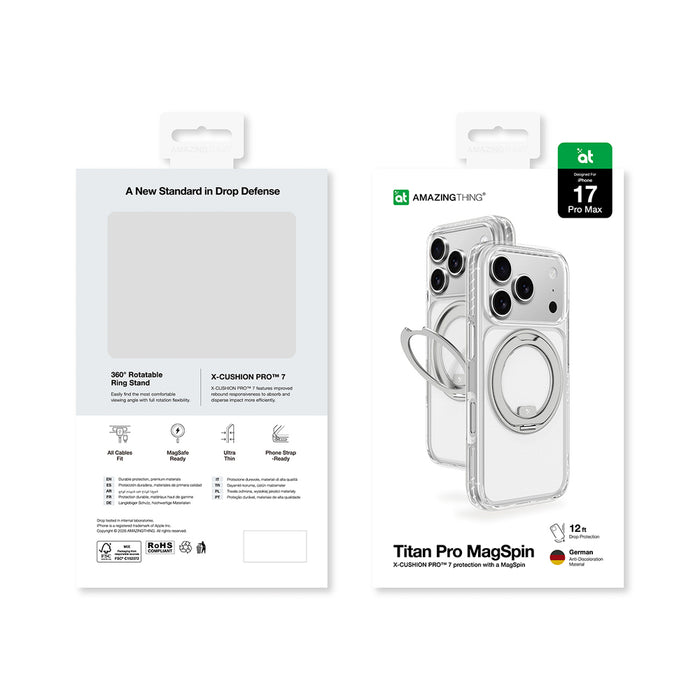 AmazingThing Titan Pro MagSpin Case for iPhone 17 Pro Max Compatible with MagSafe - Gray