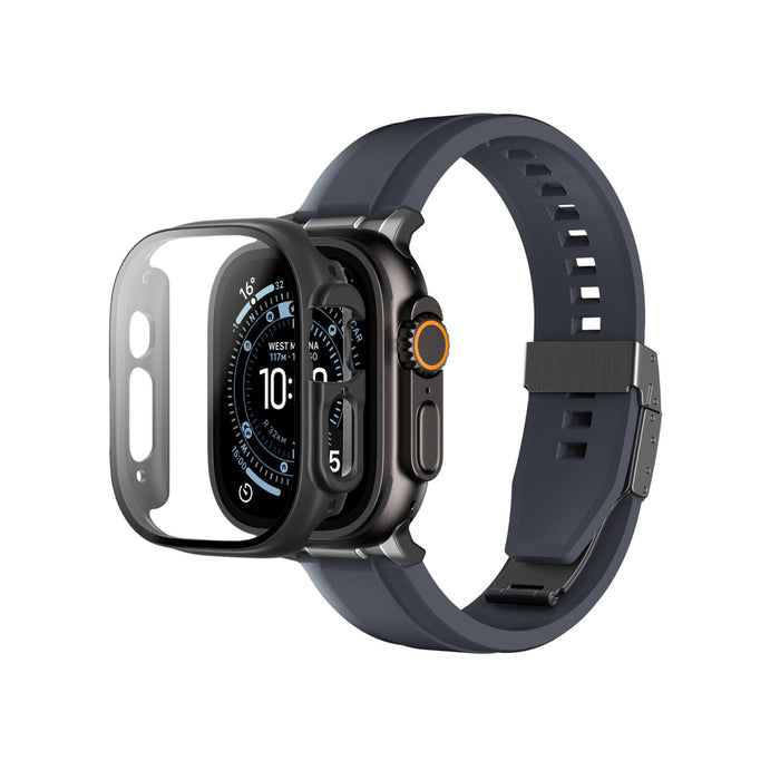 AmazingThing Radix Glass Screen Protector with Case for Apple Watch UItra 3 49mm - Black