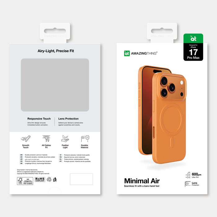 AmazingThing Minimal Air Case for iPhone 17 Pro Max compatible with MagSafe - orange