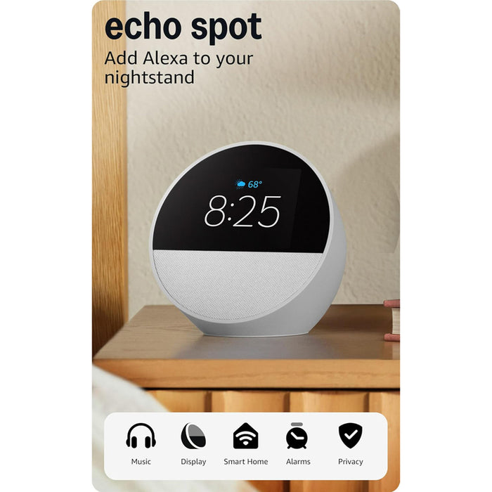 Smart watch Amazon Echo Spot 2024, Alexa assistant, White