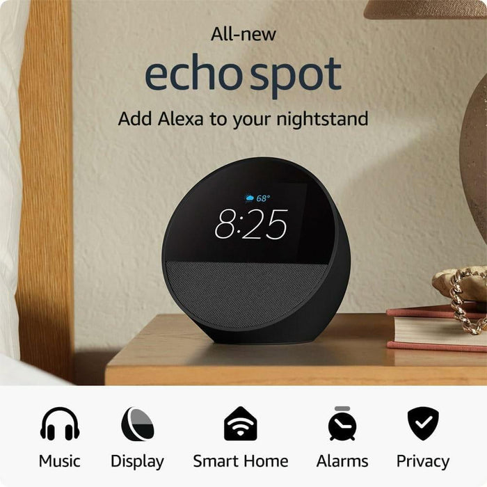 Amazon Echo Spot 2024 Smart Watch, Alexa Assistant, Black