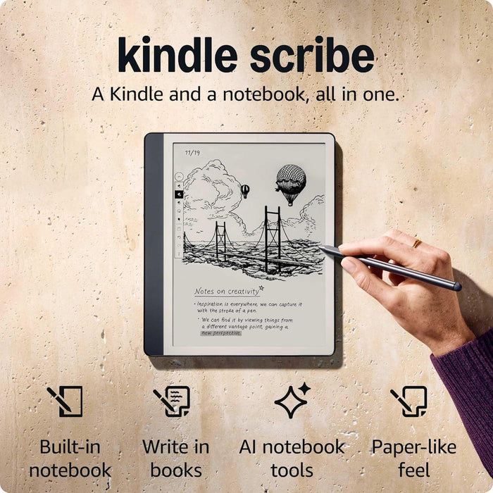 Amazon Kindle Scribe (2024) Reader 16GB - 10.2" - with Premium Pen, Dark Gray