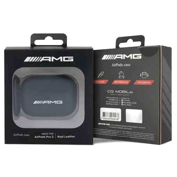 AMG AMAP2SLWK AirPods Pro 2 (2022/2023) cover black/black Leather White Logo - Cell phone cases and covers<<<HurtelXML