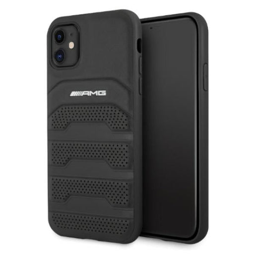 AMG AMHCN61GSEBK iPhone 11 6.1 ’black / black hardcase Leather Debossed Lines - Cell phone cases and covers<<<HurtelXML