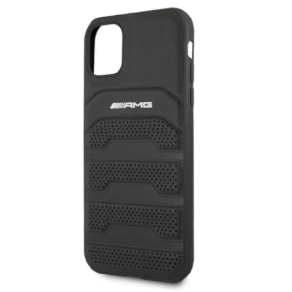 AMG AMHCN61GSEBK iPhone 11 6.1 ’black / black hardcase Leather Debossed Lines - Cell phone cases and covers<<<HurtelXML