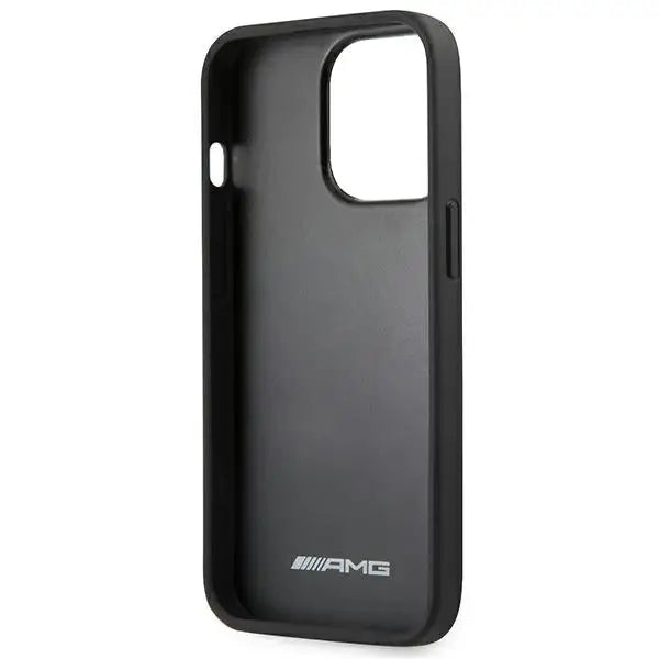 AMG AMHCP14XGSEBK iPhone 14 Pro Max 6,7 ’black / black hardcase Leather Debossed Lines - Cell phone cases