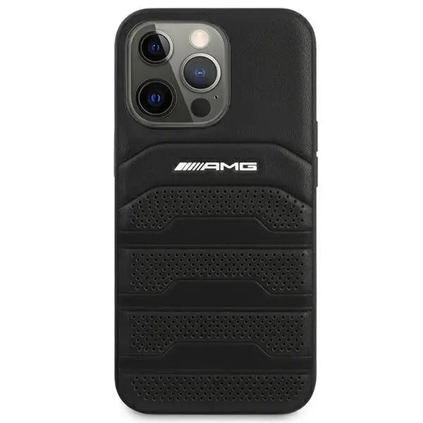 AMG AMHCP14XGSEBK iPhone 14 Pro Max 6,7 ’black / black hardcase Leather Debossed Lines - Cell phone cases