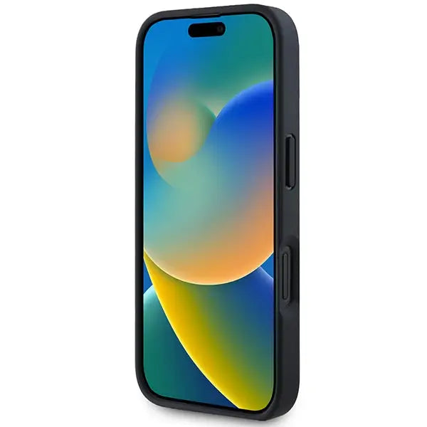 AMG Leather Debossed Lines Black Logo iPhone 16 Case - Black - Cell phone cases and covers<<<HurtelXML