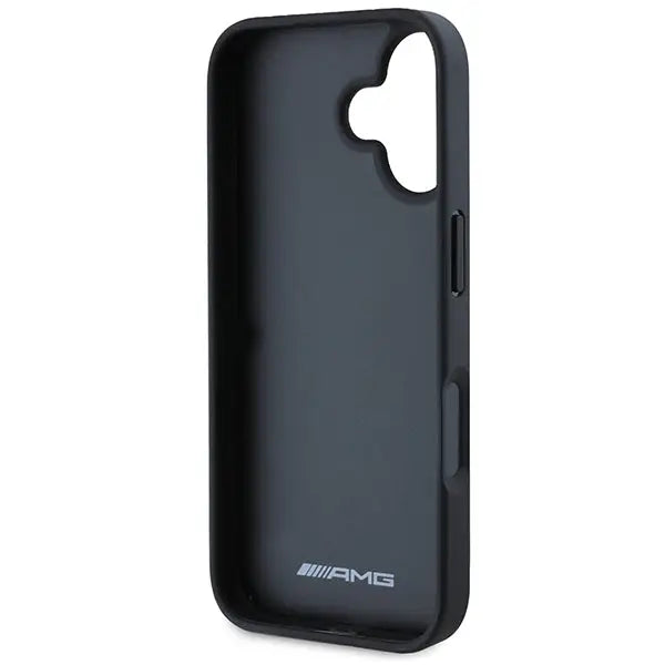 AMG Leather Debossed Lines Black Logo iPhone 16 Case - Black - Cell phone cases and covers<<<HurtelXML