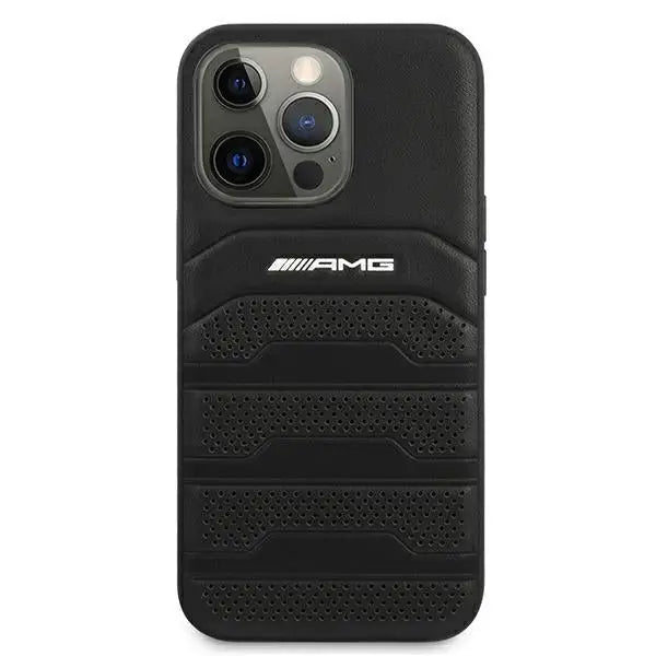 AMG Leather Debossed Lines case for iPhone 13 Pro / iPhone 13 - black - Cell phone cases and covers<<<HurtelXML