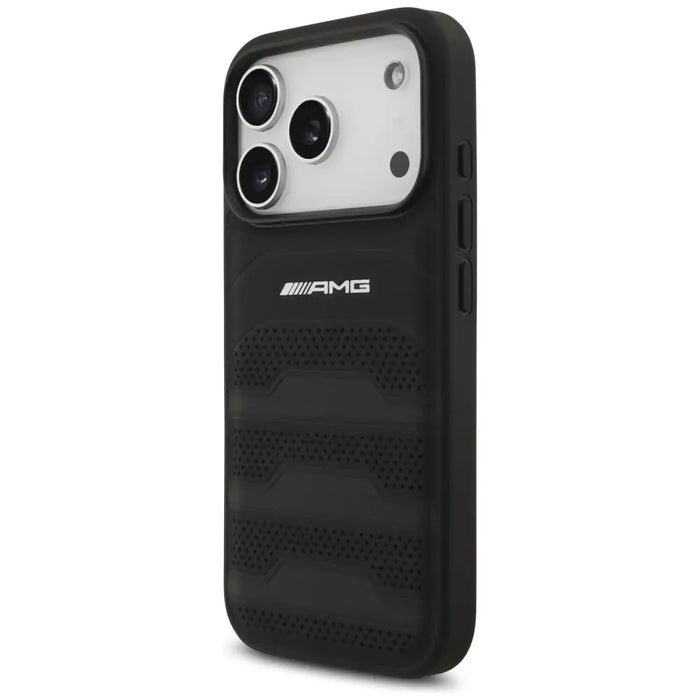 AMG Leather Debossed Lines Logo Case for iPhone 17 Pro - Black - Cell phone cases and covers<<<HurtelXML