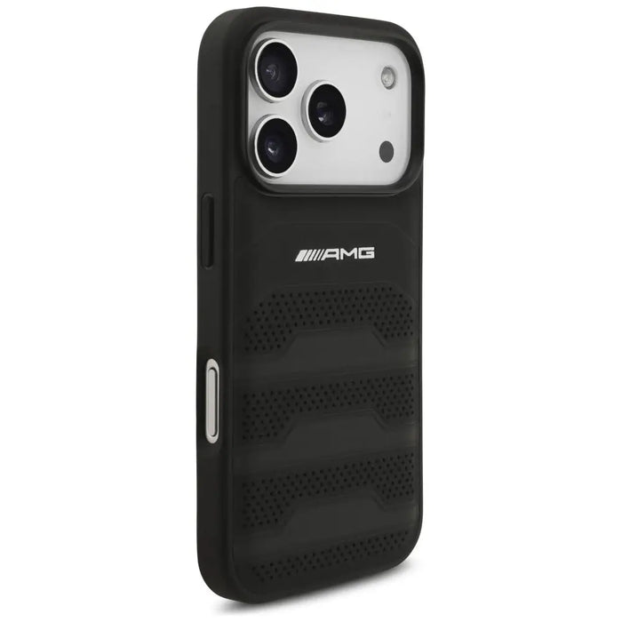 AMG Leather Debossed Lines Logo Case for iPhone 17 Pro - Black - Cell phone cases and covers<<<HurtelXML