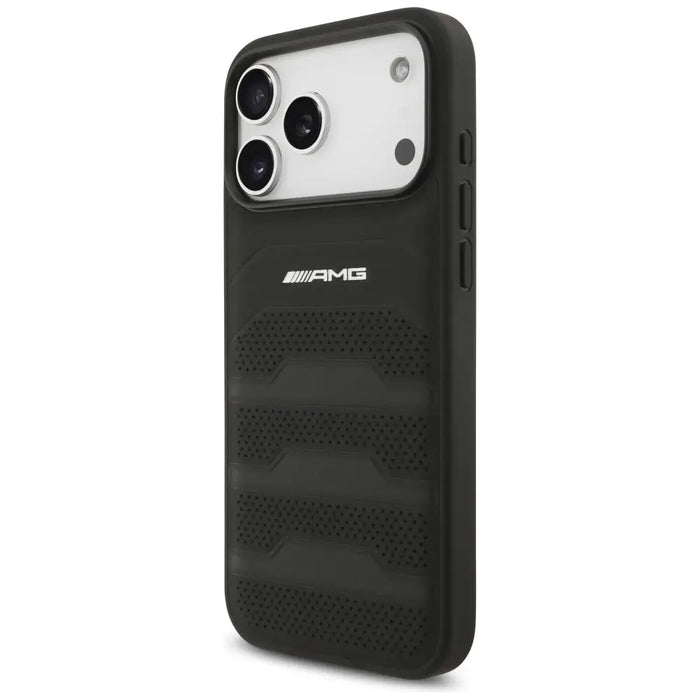 AMG Leather Debossed Lines Logo Case for iPhone 17 Pro Max - Black - Cell phone cases and covers<<<HurtelXML