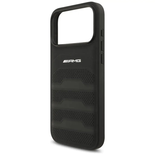 AMG Leather Debossed Lines Logo Case for iPhone 17 Pro Max - Black - Cell phone cases and covers<<<HurtelXML