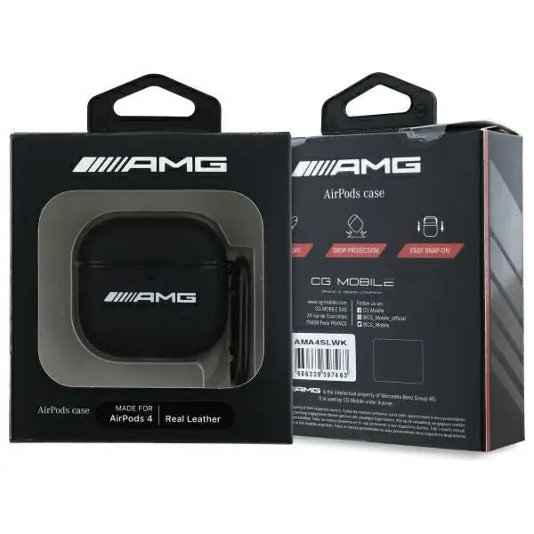 AMG Leather White Logo case for AirPods 4 - black / white - Cell phone cases and covers<<<HurtelXML