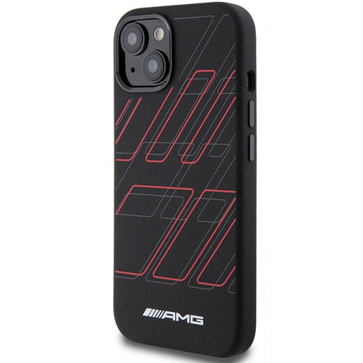 AMG Silicone Large Rhombuses Pattern MagSafe Case for iPhone 15 Plus / 14 Plus - Black - Cell phone cases