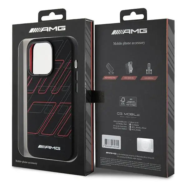 AMG Silicone Large Rhombuses Pattern MagSafe case for iPhone 15 Pro - black - Cell phone cases and covers<<<HurtelXML