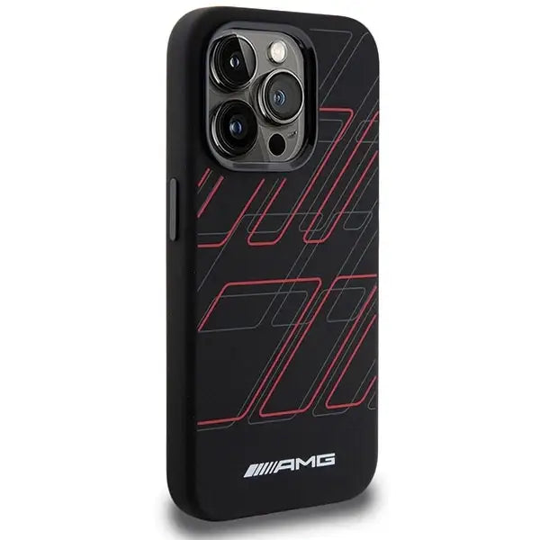 AMG Silicone Large Rhombuses Pattern MagSafe case for iPhone 15 Pro - black - Cell phone cases and covers<<<HurtelXML
