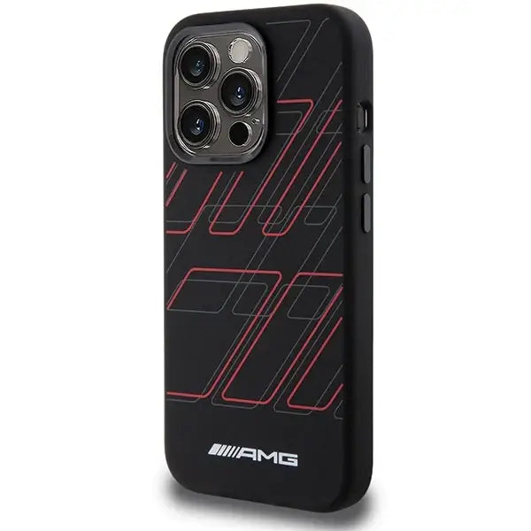 AMG Silicone Large Rhombuses Pattern MagSafe case for iPhone 15 Pro - black - Cell phone cases and covers<<<HurtelXML