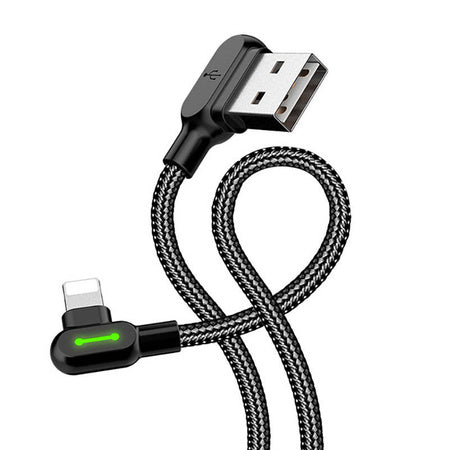Angle USB Lightning Cable Mcdodo CA-4671 LED 1.2m (Black) - USB to Lightning<<<USB cables<<<GSM Accessories<<<InnproXML
