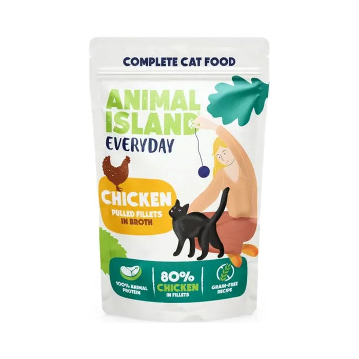 ANIMAL ISLAND Everyday Beef, chicken, turkey and white fish fillets in broth - wet cat food - 40 x 85g
