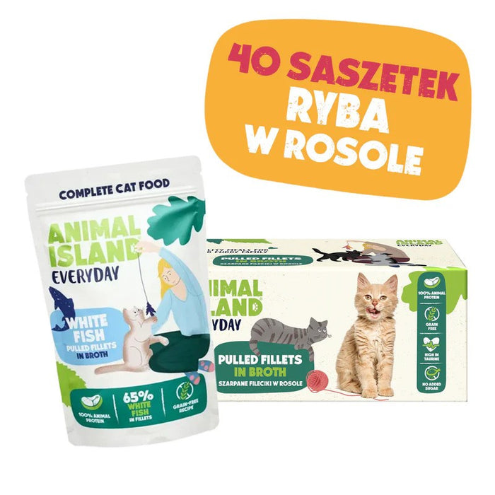 ANIMAL ISLAND White fish in broth - wet cat food - 40x85g