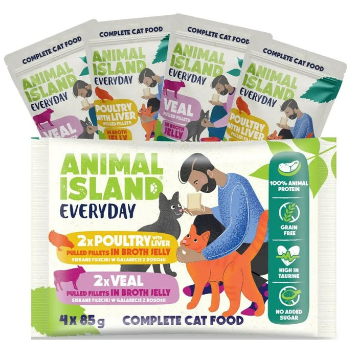 Cat food ANIMAL ISLAND Everyday Veal and poultry with liver 4 x 85 g