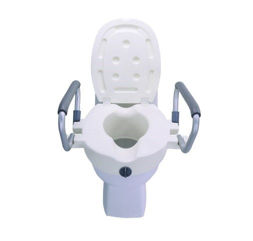 Raising toilet seat with foldable handrails AT51205