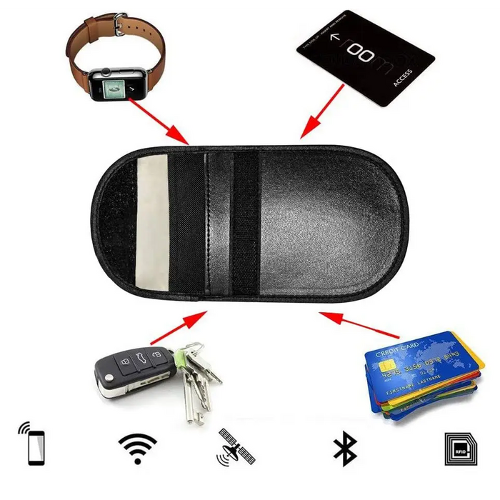 Anti-theft case for car keys blocking radio waves Keyless Faraday Box cover Faraday cage 14 cm with 10 cm black - Other