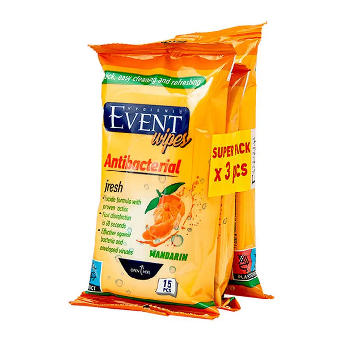 ANTIBACTERIAL WET TOWELS MANDARINA 3PCS EVENT - Домакински продукти<<<Домашни потреби<<<Кухня<<<Praktiker