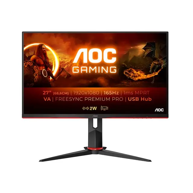 AOC 27G2SU/BK 27inch VA FHD 165Hz 350 cd/m2 1ms HDMIx2 DP USB3.1x4 PIVOT Speakers - Гейминг монитори<<<Гейминг