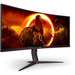 AOC CU34G2XP/BK 34’’ Curved 1500R VA WLED 3440x1440@180Hz 1ms GtG 1ms MPRT 430 cd/m2 4000:1 80M:1 DCR Tilt Height