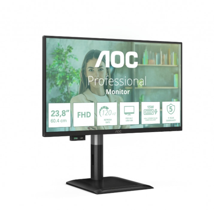 Monitor AOC 24P4U, 23.8" IPS WLED, 1920x1080@120Hz, 4ms GtG, 300cd m/2, 1500:1, 20M:1, Adaptive Sync