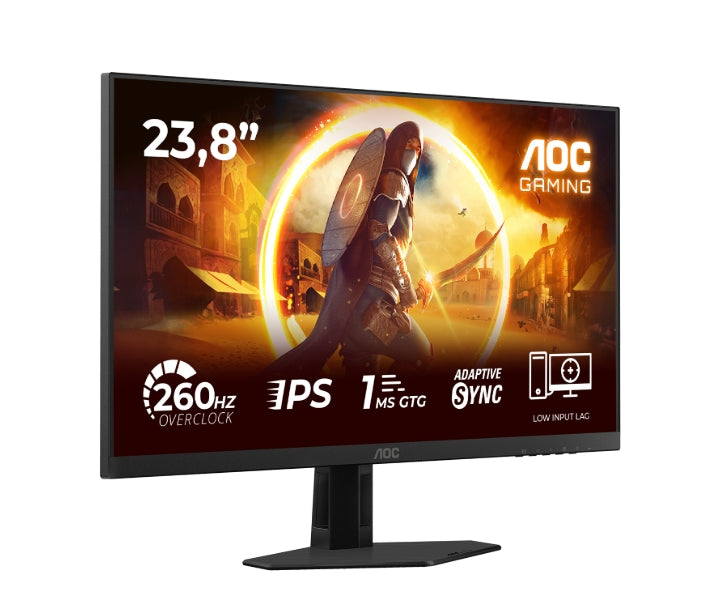 AOC 24G4ZRE, 23.8" Fast IPS WLED, 1920x1080@260Hz (OC, Native 240Hz), 1ms GtG, 0.3ms MPRT, 300cd m/2, 1000:1, Adaptive Sync, FlickerFree, Anti Blue Light, Tilt, 2xHDMI, DP