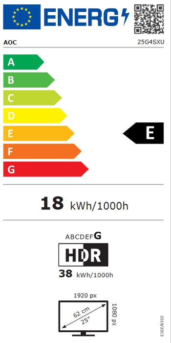 AOC 25G4SXU, 24.5" Fast IPS WLED, 1920x1080@300Hz/310Hz, 1ms GtG, 0.3ms MPRT, 1000:1, 80M:1 DCR, Adaptive Sync, FlickerFree, Low Blue Light, Tilt, Height Adjust, Pivot, Swivel, 2xHDMI, DP, USB hub