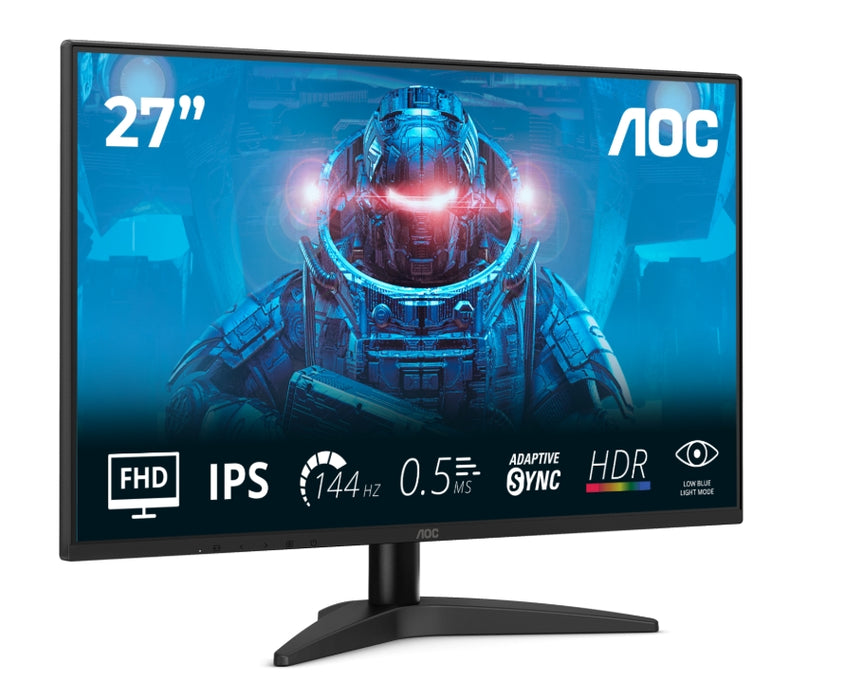 AOC 27B36X, 27" IPS WLED, 1920x1080@144Hz, 4ms GtG, 0.5ms MPRT, 300cd m/2, 1500:1, DCR 20M:1, Adaptive Sync, FlickerFree, Low Blue Light, Tilt, HDMI, DP
