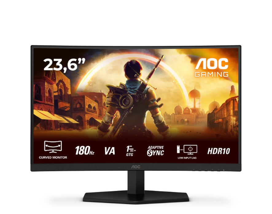 AOC C24G42E, 23.6" VA Curved 1500R, WLED, 1020x1080@180Hz, 4ms GtG, 0.5ms MPRT, 250cd m/2, 3000:1, 80M:1 DCR, Adaptive Sync, FlickerFree, Low Blue Light, 2Wx2, Tilt, 2xHDMI, DP