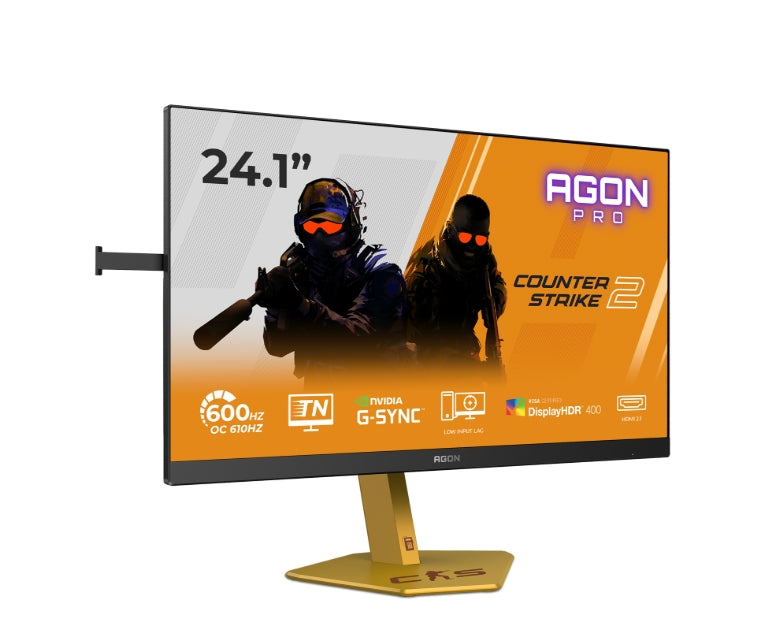 AOC CS24A, 24.1" TN eSports WLED, 1920x1080@610Hz (OC, Native 600Hz), 0.5ms GtG, 0.3ms MPRT, 500cd m/2, 1000:1, DCR 80M:1, Adaptive Sync, FlickerFree, Low Blue Light, Tilt, Height Adjust, Pivot, Swivel, 2xHDMI, DP, USB hub