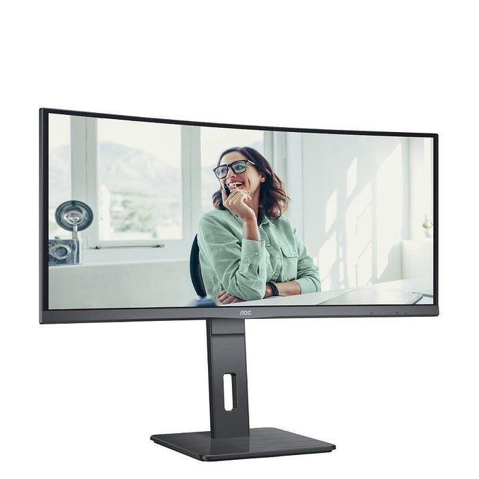 AOC CU34P3CV, 34" VA WLED, Curved 1500R, 3440x1440@100Hz, 4ms GtG, 1ms MPRT, 300cd m/2, DCR 3000:1, 50M:1, AdaptiveSync, FlickerFree, Low Blue Light, 5Wx2, Tilt, Height Adjust, Swivel, HDMI, DP, USB hub