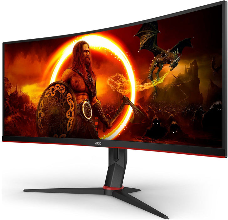 AOC CU34G2XP/BK, 34" Curved 1500R VA, WLED, 3440x1440@180Hz, 1ms GtG, 1ms MPRT, 430 cd/m2, 4000:1, 80M:1 DCR, Tilt, Height Adjust, Swivel, 2xHDMI, 2xDP, USB hub