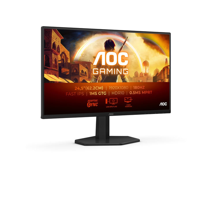 AOC 25G42E, 24.5" Fast IPS WLED, 1920x1080@180Hz, 1ms GtG, 0.5ms MPRT, 300cd m/2, 1000:1, 80M:1, Adaptive Sync, FlickerFree, Low Blue Light, Tilt, HDMI, DP