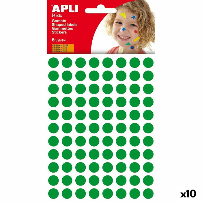 Stickers Apli Kids Gomets Green Circular (10 Units)