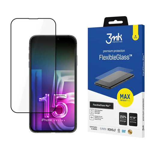 Apple iPhone 15 - 3mk FlexibleGlass Max™ - Cell phone tempered glass<<<HurtelXML