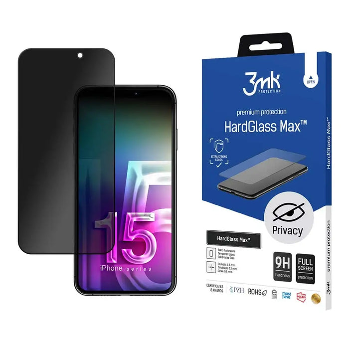 Apple iPhone 15 - 3mk HardGlass Max Privacy™ - Cell phone tempered glass<<<HurtelXML