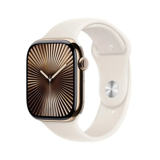 APPLE Watch S10 Cellular 46mm Gold Titanium Case with Starlight Sport Band SM - Смарт часовници<<<Преносими